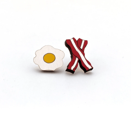 Image of Bacon & Egg Stud Earrings