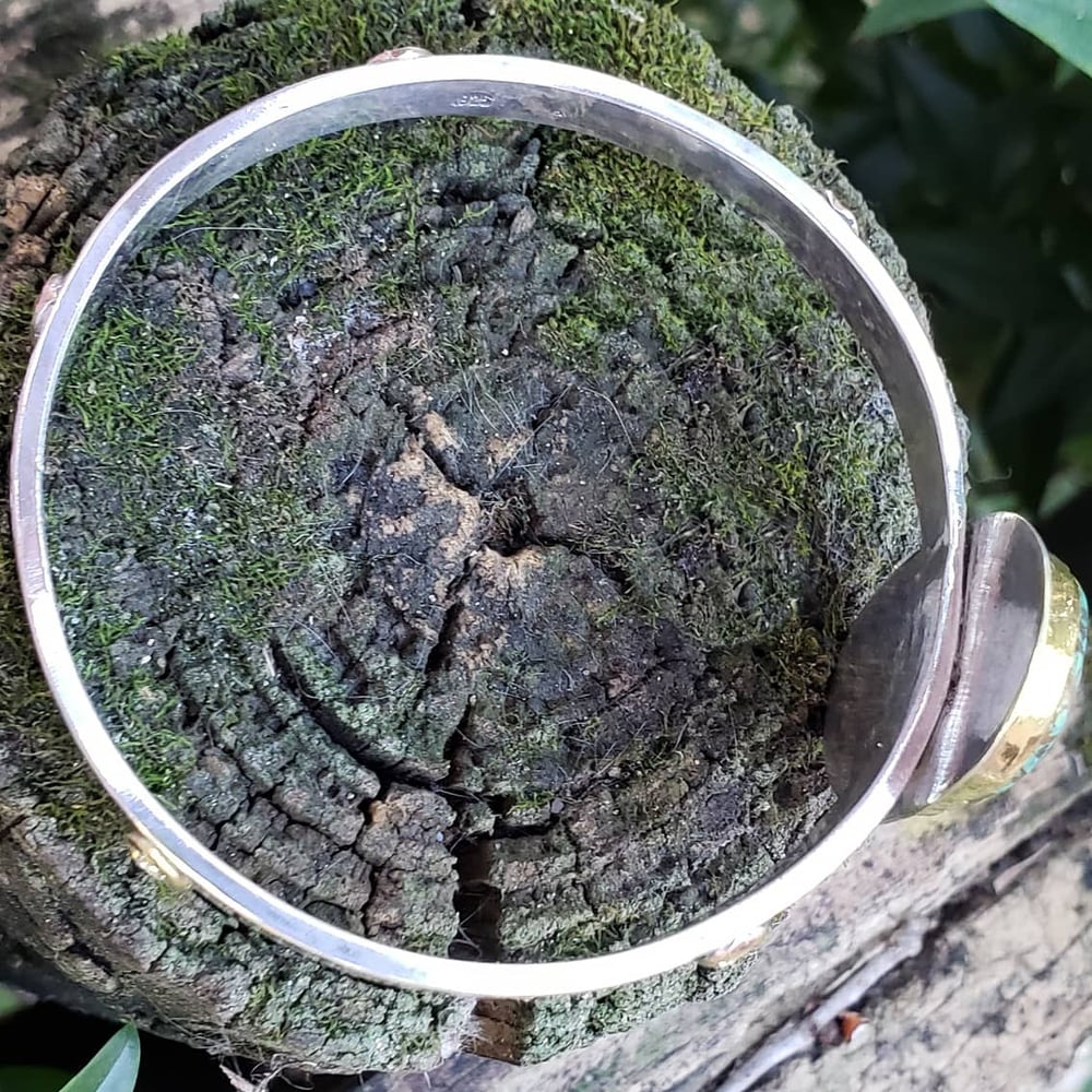 Image of Sterling and Gold Turquoise Bangle