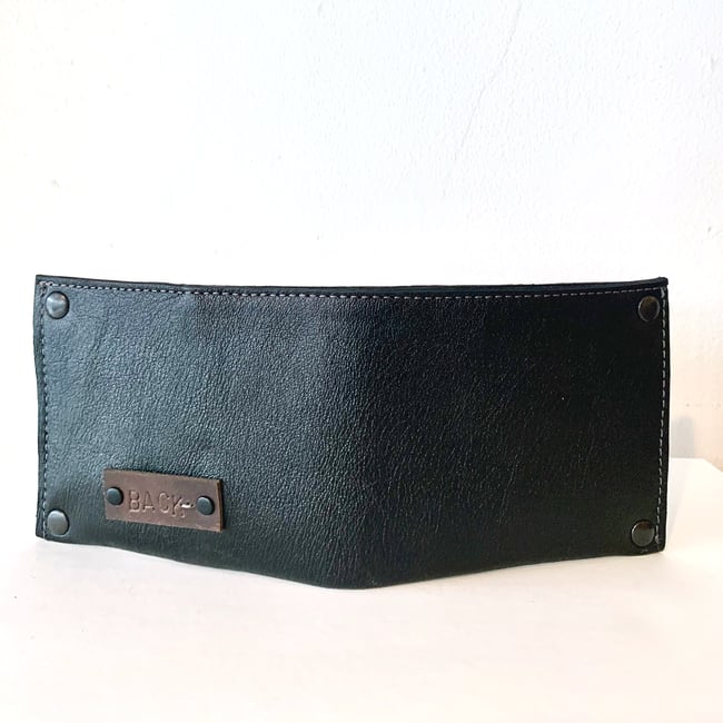 Midnight Black Reclaimed Leather Bi-fold Wallet