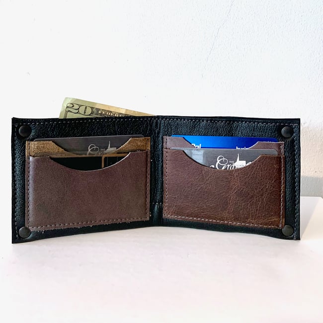 Midnight Black Reclaimed Leather Bi-fold Wallet
