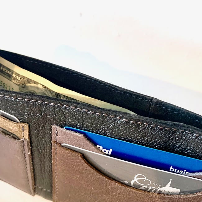 Midnight Black Reclaimed Leather Bi-fold Wallet