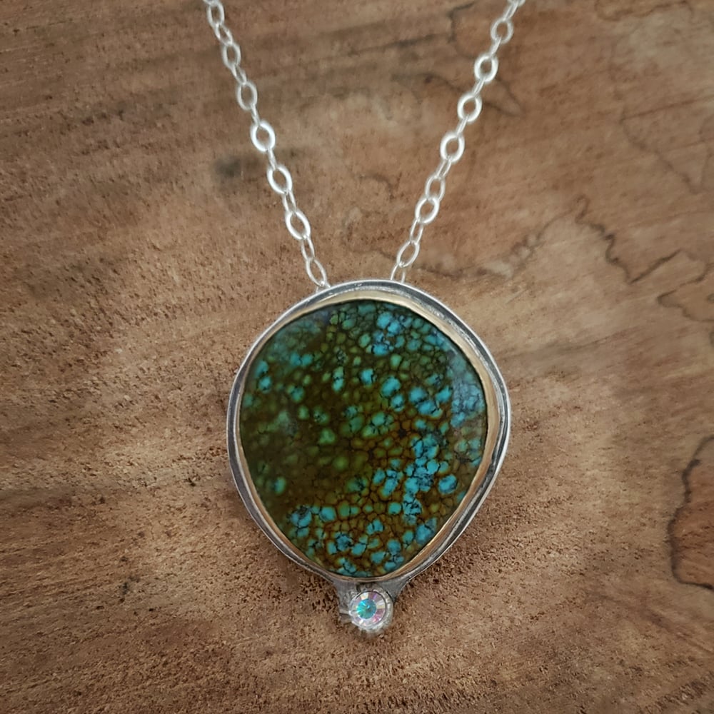 Image of Sterling and Gold Turquoise Necklace