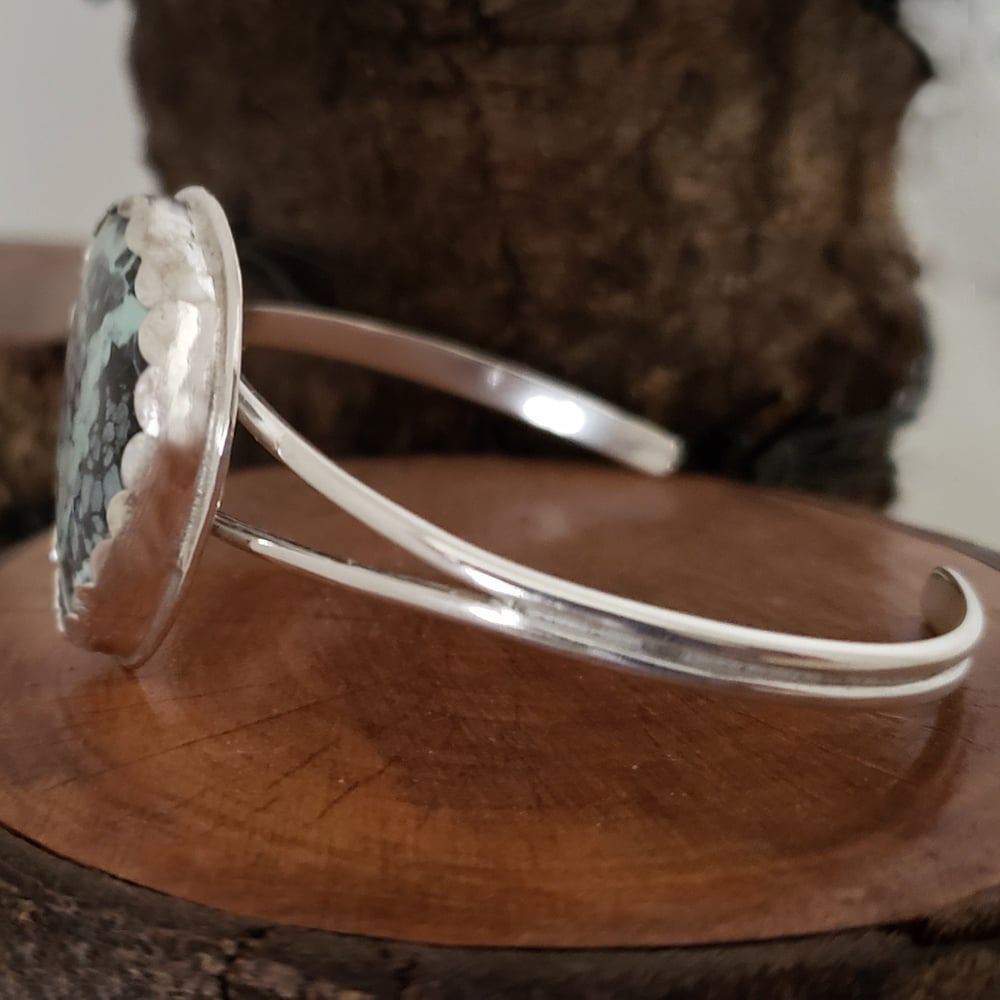 Image of Sterling and Variscite Double Shank Adjustable Cuff Bracelet