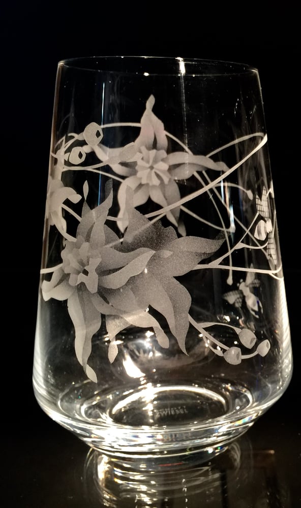 Image of Orchids with Bees Stemless Wine Glasses