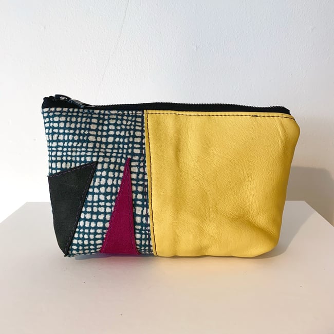 Yellow & Green Brick Reclaimed Leather Essentials Bag