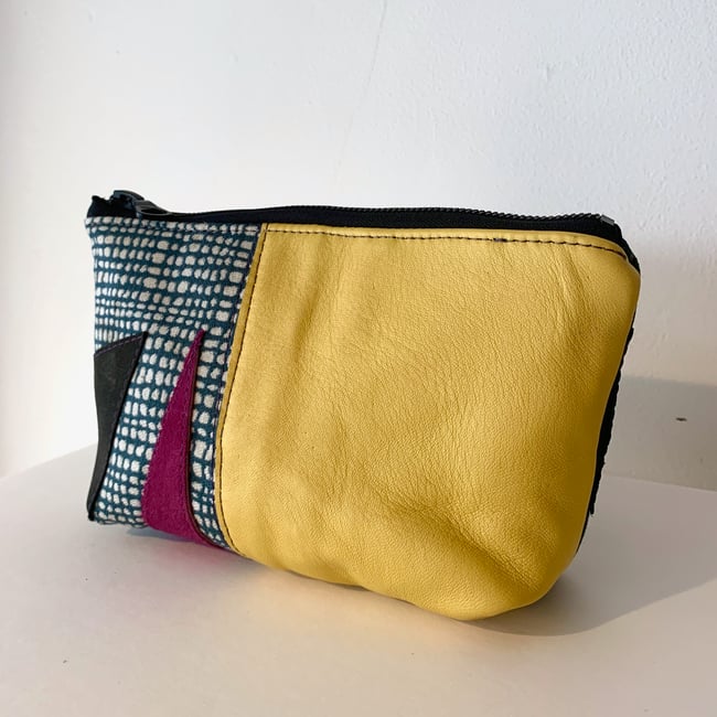 Yellow & Green Brick Reclaimed Leather Essentials Bag