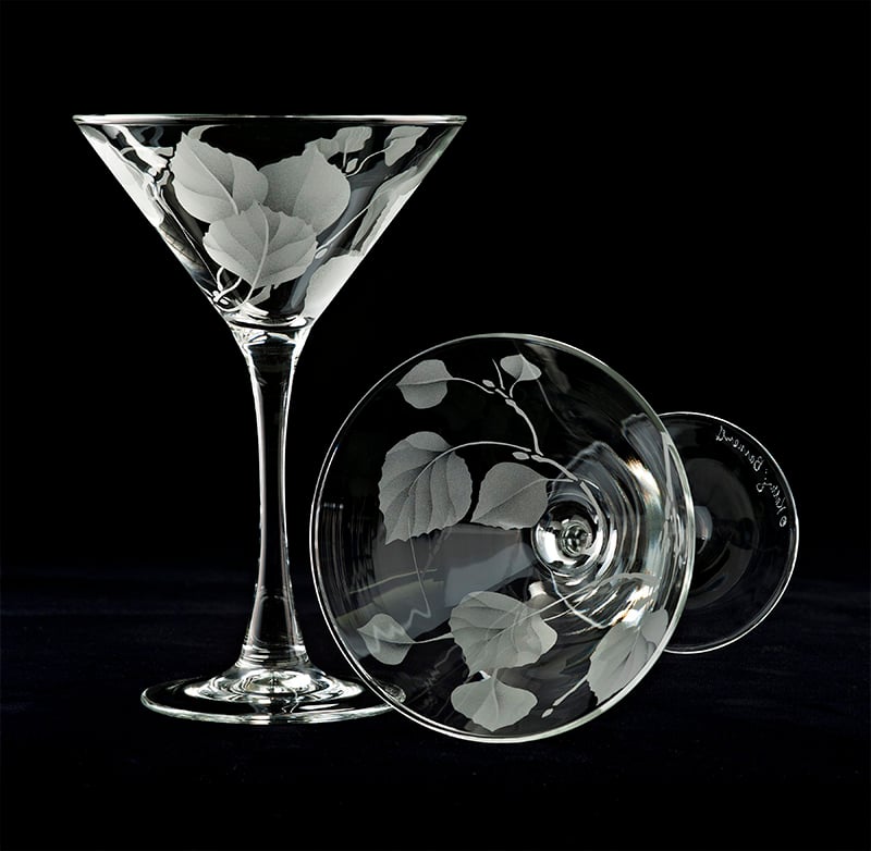 Kathy Barnard Studio — Aspen Leaves Martini Glasses