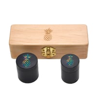 Image 5 of Handcrafted Small Wooden Pineapple Stash Box Set w Matching  Grinder & Jar 