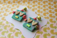 Image 1 of Heart eyed robot earrings 