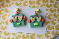 Image 2 of Heart eyed robot earrings 