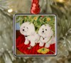 $5 off!  Artist-signed Square Metal Ornament 'Waiting for Santa'