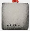 $5 off!  Artist-signed Square Metal Ornament 'Waiting for Santa'