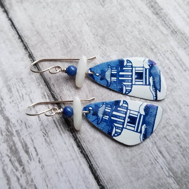Asian Faux Porcelain Pottery Shard Earrings