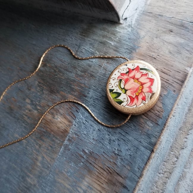 Florentine Coin Necklace (Pink + Coral)