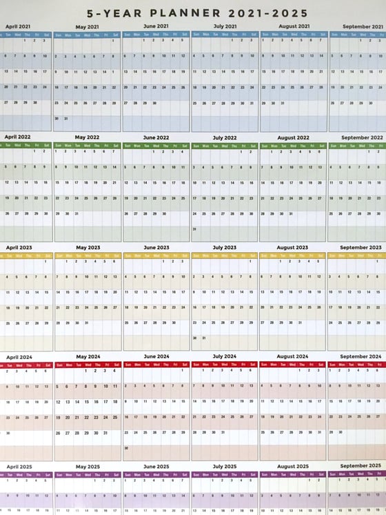 Image of 5-year Calendar 2021-2025