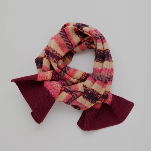 Image of Dot and Stripe Fairisle Scarf / Wine