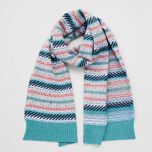 Image of Dot and Stripe fairisle Scarf / Green