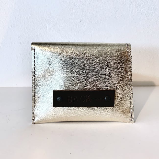 Black & Gold Leather Card Case/ Business Card Holder