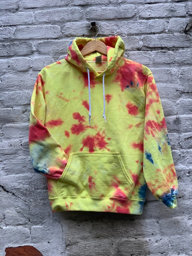 Yellow discount red hoodie