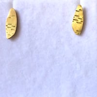 Image 2 of 18k gold birch texture stud earrings