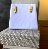 Image 3 of 18k gold birch texture stud earrings