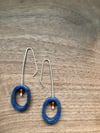 lapis lazuli and carnelion oval silver earrings