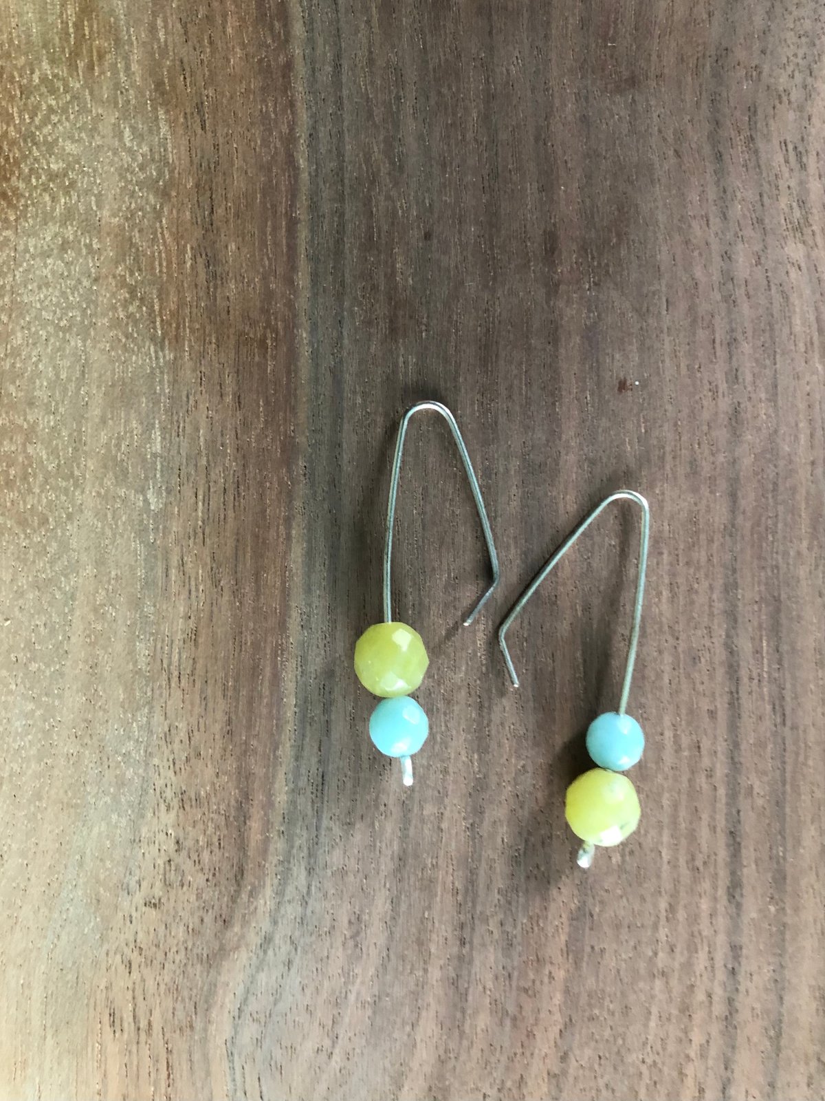 peridot and aquamarine silver flip flop earrings