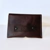 Dark Brown, White & Gold Leather Card Case/ Business Card Holder