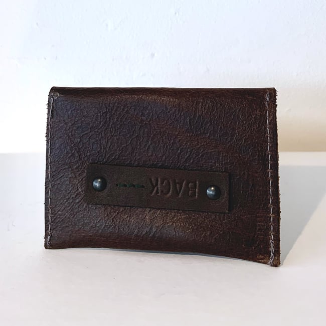 Dark Brown & Yellow Leather Card Case/ Business Card Holder