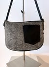 Herringbone Wool, Light Olive Green & Black Leather Messenger Bag