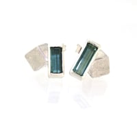 Image 1 of Green Tourmaline cube studs sterling silver. Chris Boland