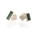 Green Tourmaline cube studs sterling silver. Chris Boland