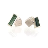 Image 2 of Green Tourmaline cube studs sterling silver. Chris Boland
