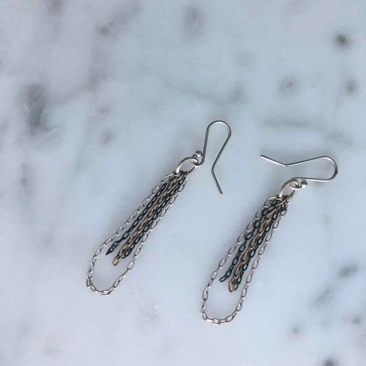 mixed metal chain earrings