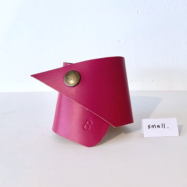 Small Hot Pink Leather Wrist Cuff