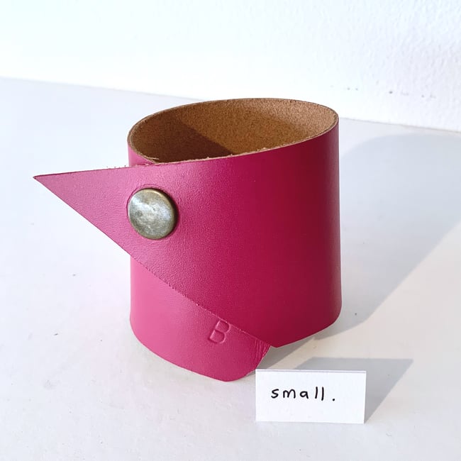 Small Hot Pink Leather Wrist Cuff