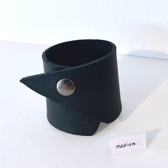 Medium Black Leather Wrist Cuff