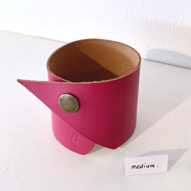 Medium Hot Pink Leather Wrist Cuff