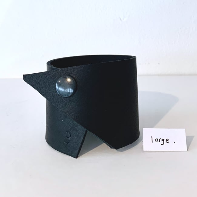 Large Black Leather Wrist Cuff