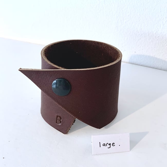 Large Brown Leather Wrist Cuff