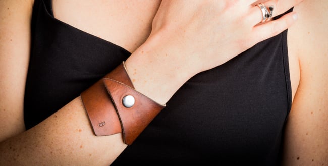 Large Ochre Leather Wrist Cuff