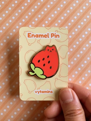 Strawberry Cat Enamel Pin