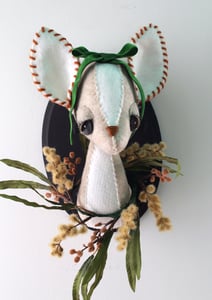 Image of Doe Bust with Wildflowers and Green Silk Velvet Bow