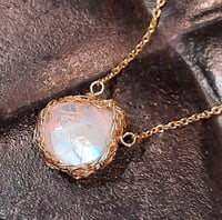 Image 1 of Gold Crochet and Rainbow Moonstone Necklace