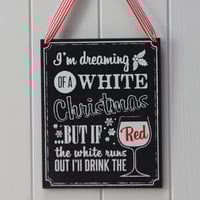 CHRISTMAS WOODEN CHALKBOARD WINE SIGN - VINTAGE NOEL