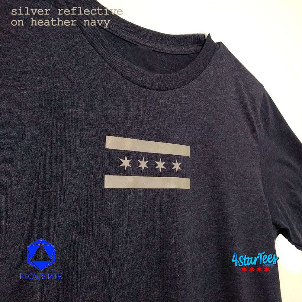 Image of CHI FLY - Chicago Reflective Flag on Heather Navy