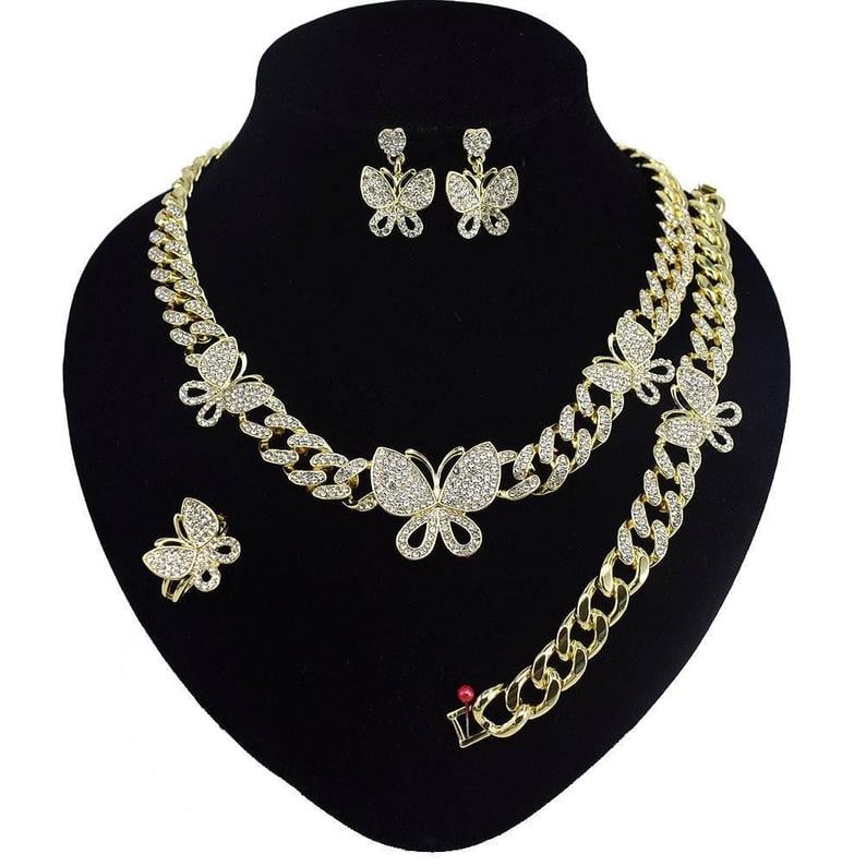 Chunky Cuban Link Butterfly 4Piece Set