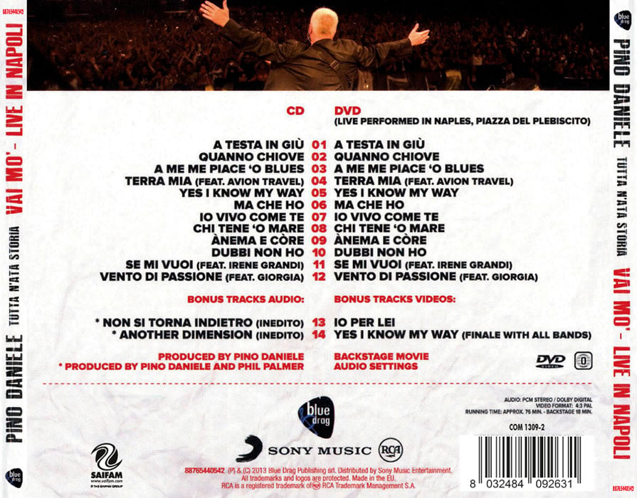 COM1309-2 // PINO DANIELE - TUTTA N'ATA STORIA VAI MO' LIVE IN NAPOLI (CD + DVD)