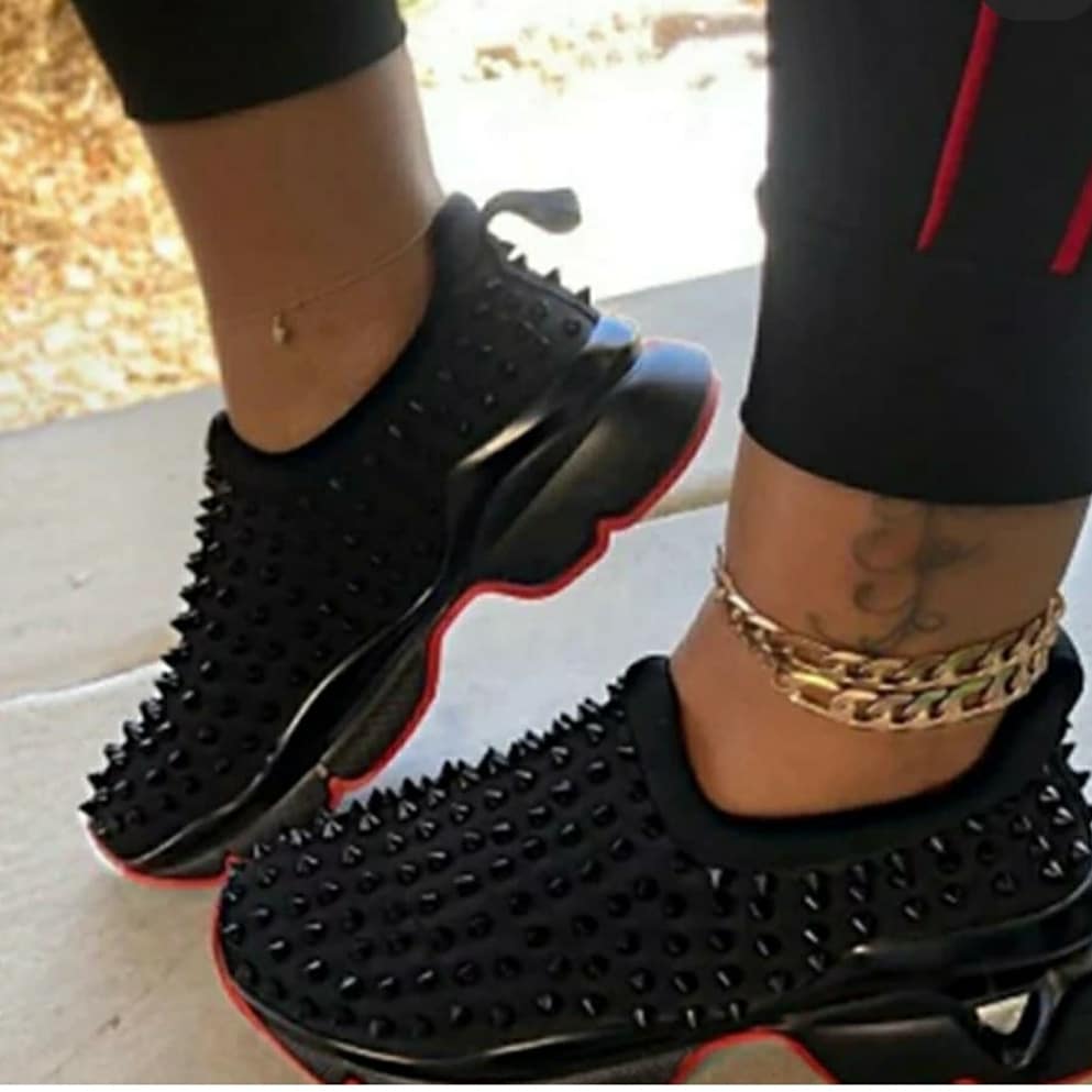 black spiked sneakers