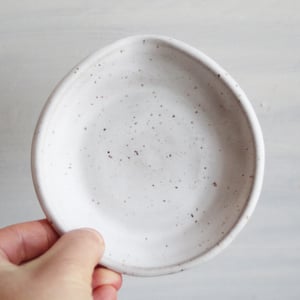 Image of Medium Spoon Rest in Matte White and Speckled Stoneware, Coffee Station Dish, Made in USA